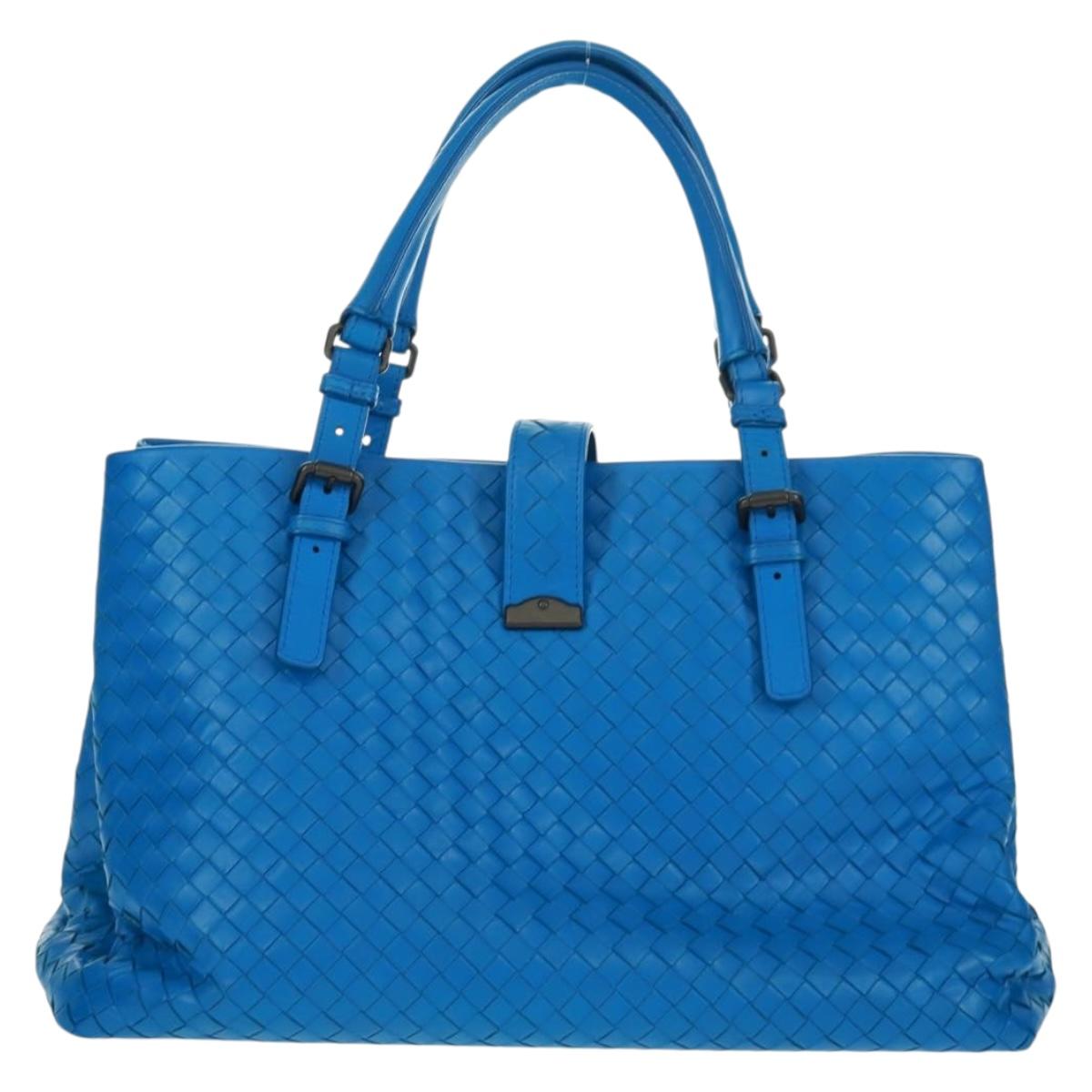 BOTTEGA VENETA INTRECCIATO Rome Hand Bag Leather Blue 171265 Auth 161672V