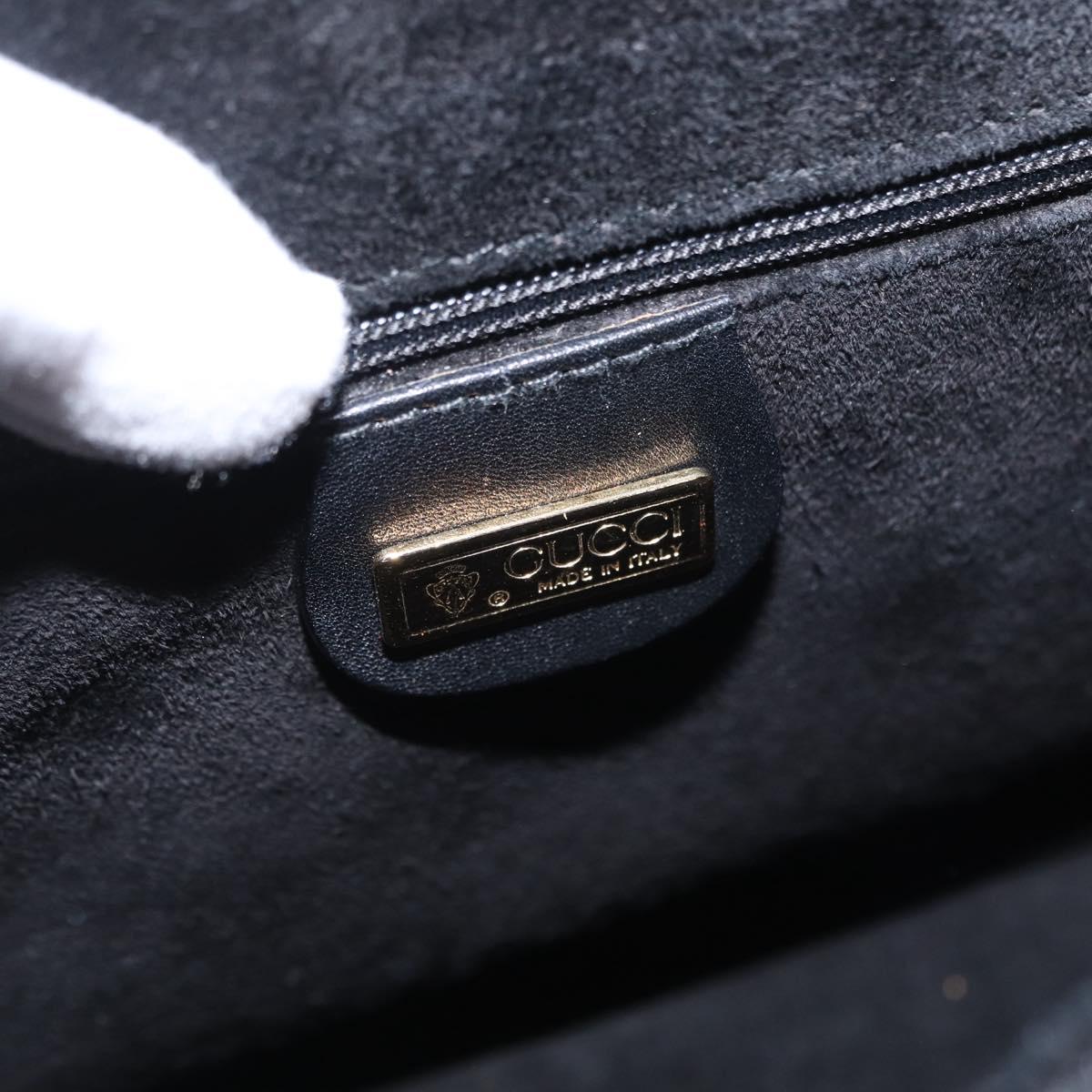 GUCCI Hand Bag Leather Gold Black Auth 161675