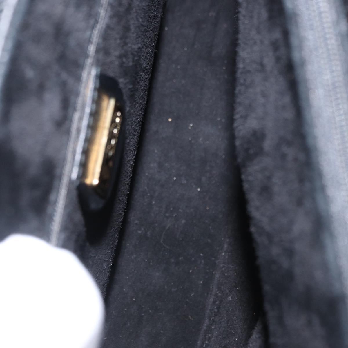GUCCI Hand Bag Leather Gold Black Auth 161675
