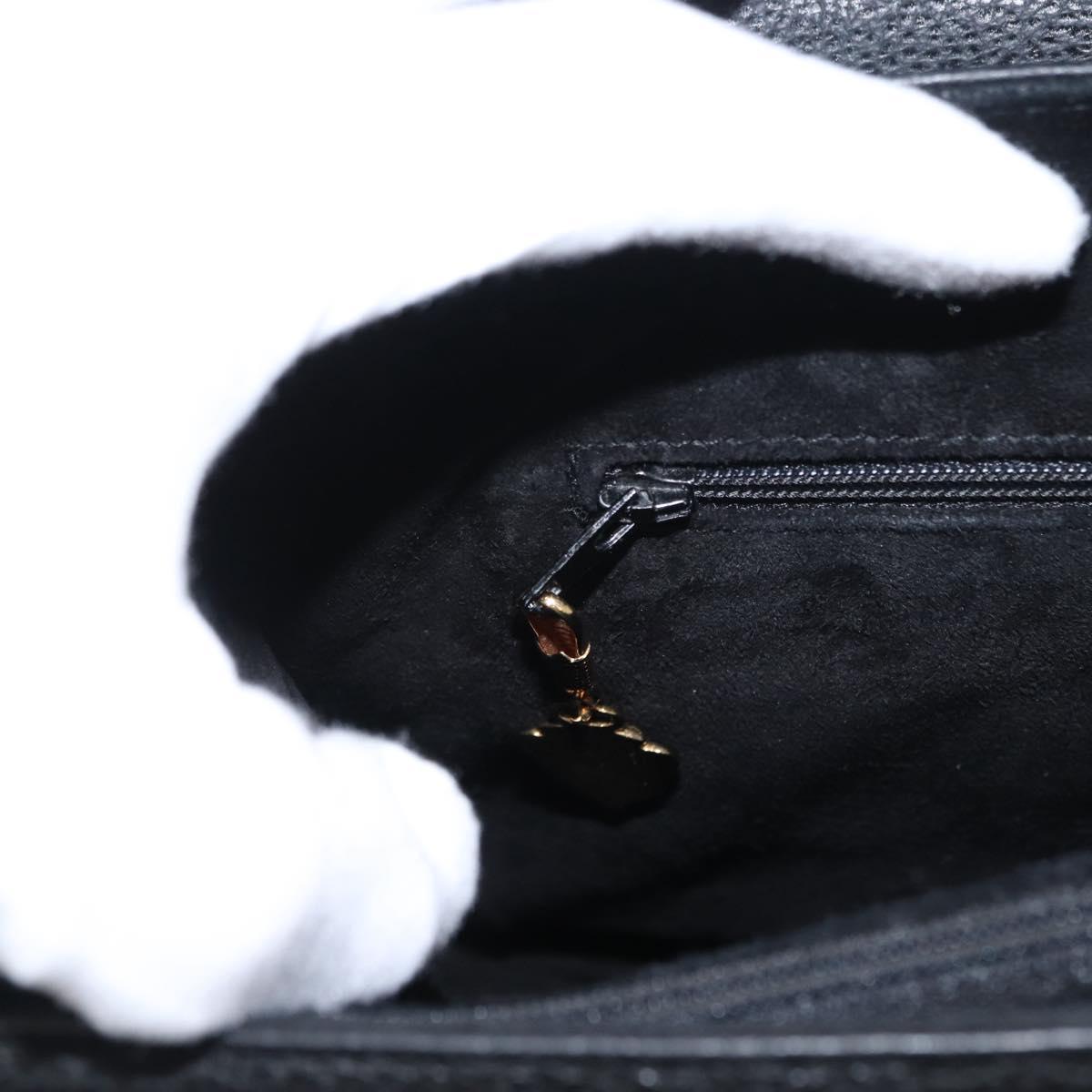 GUCCI Hand Bag Leather Gold Black Auth 161675