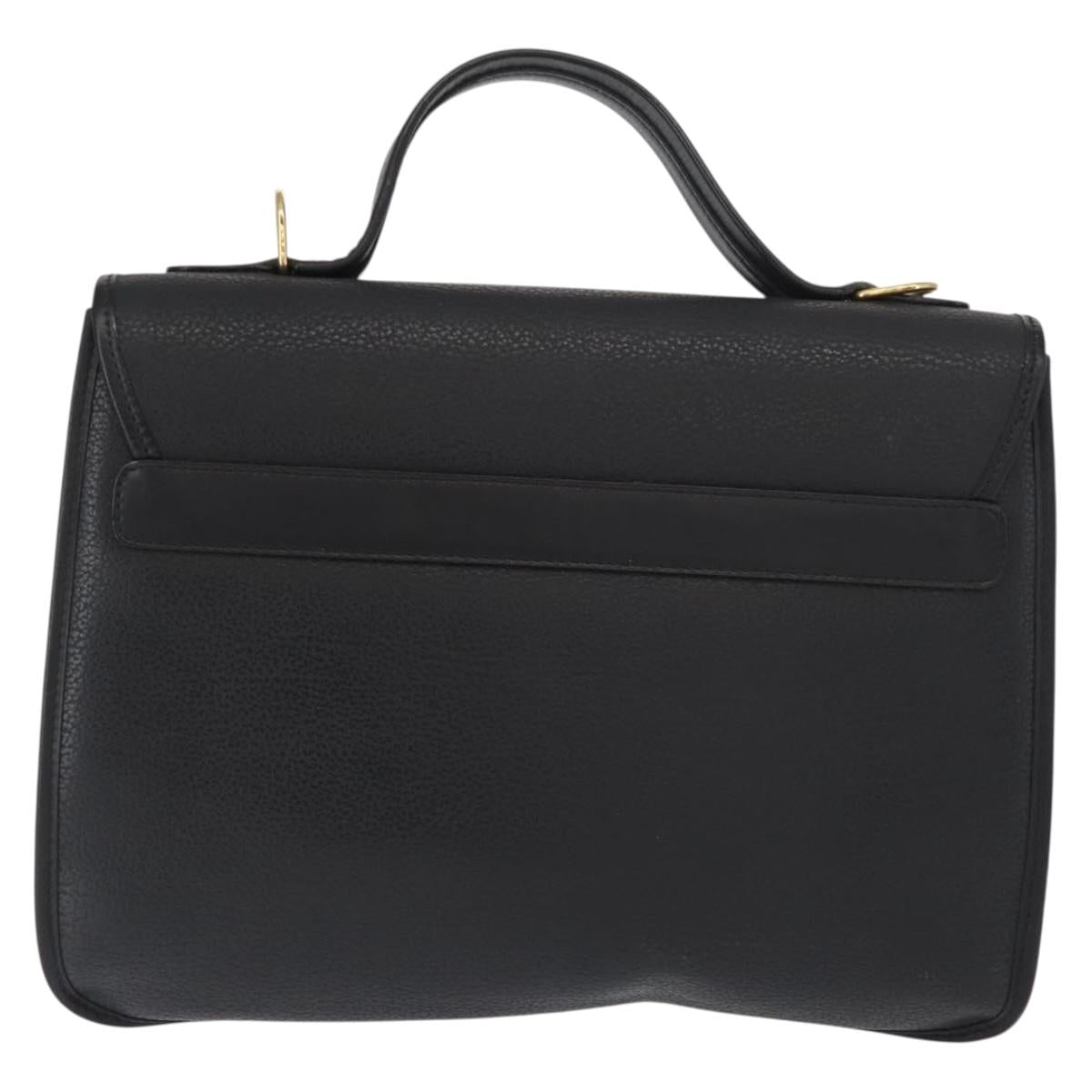 GUCCI Hand Bag Leather Gold Black Auth 161675