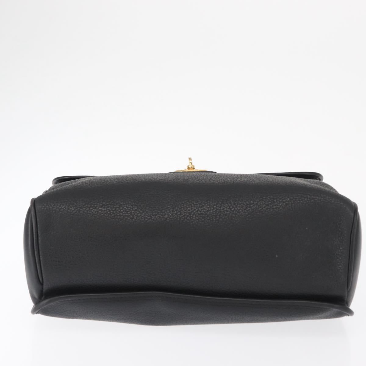 GUCCI Hand Bag Leather Gold Black Auth 161675