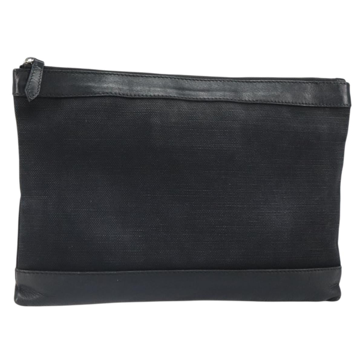 BALENCIAGA Clutch Bag Canvas Silver Black 373834 Auth 161677