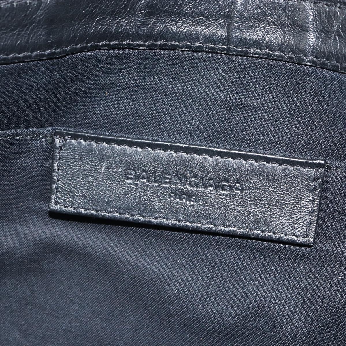 BALENCIAGA Clutch Bag Canvas Silver Black 373834 Auth 161677
