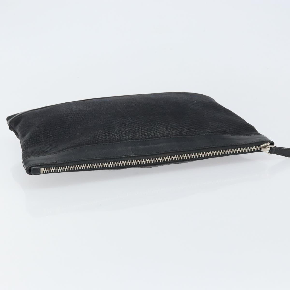 BALENCIAGA Clutch Bag Canvas Silver Black 373834 Auth 161677