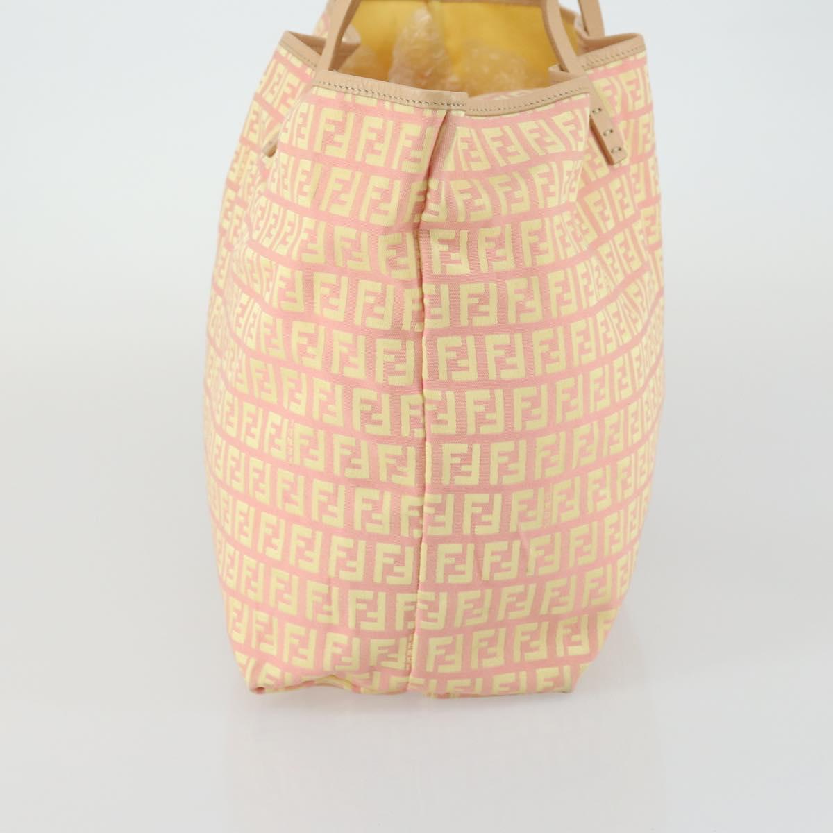 FENDI Zucchino Canvas Tote Bag Pink Auth 161680