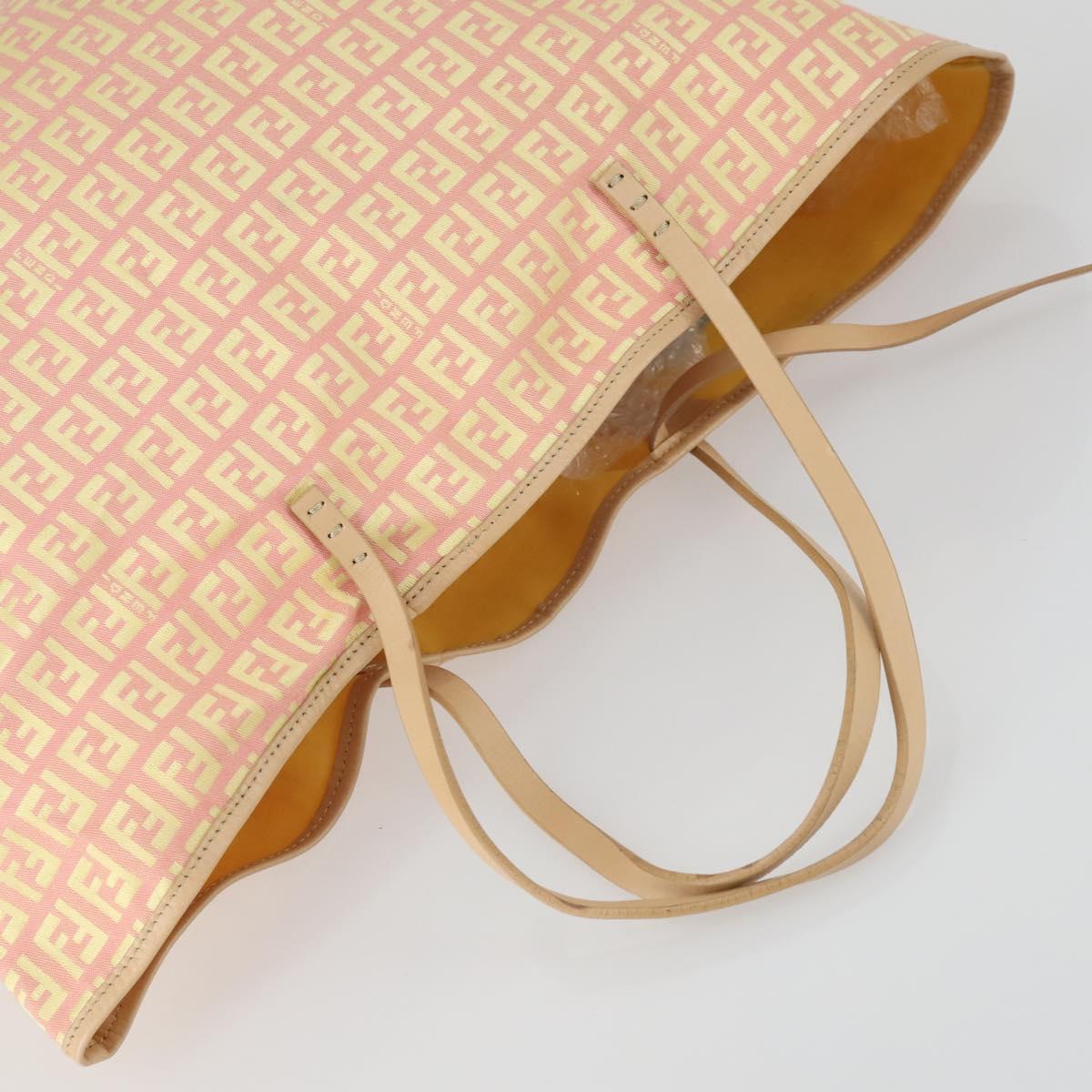 FENDI Zucchino Canvas Tote Bag Pink Auth 161680