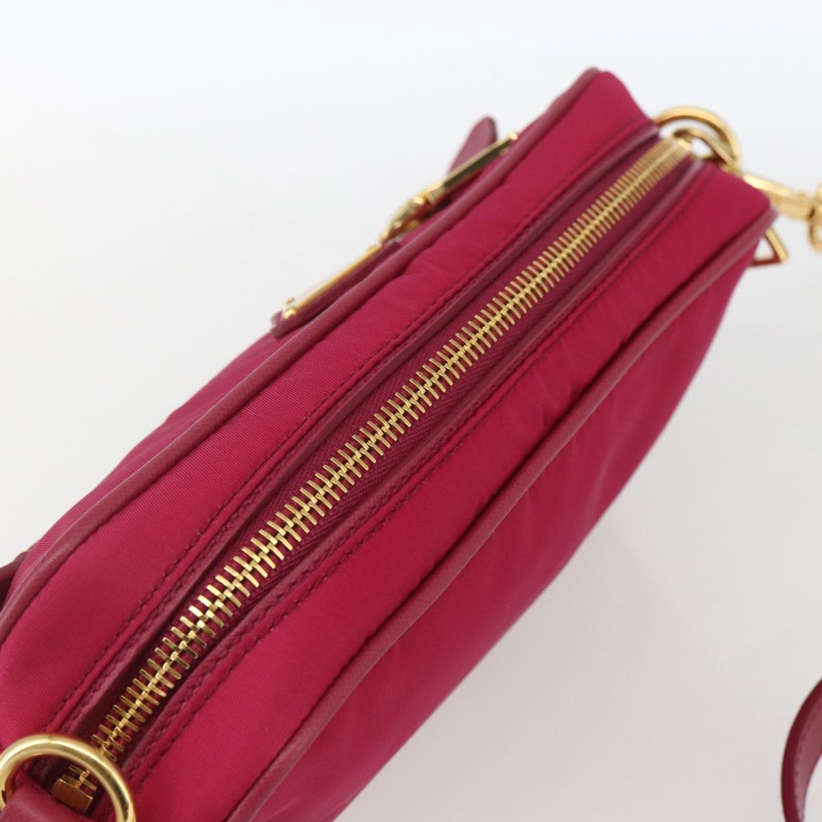PRADA Shoulder Bag Nylon Pink Gold Auth 161682V