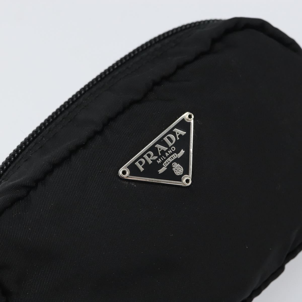 PRADA Pouch Nylon Black Silver Auth 161683