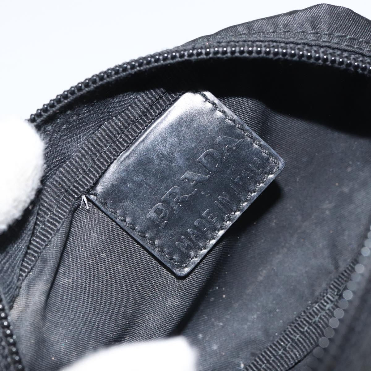 PRADA Pouch Nylon Black Silver Auth 161683