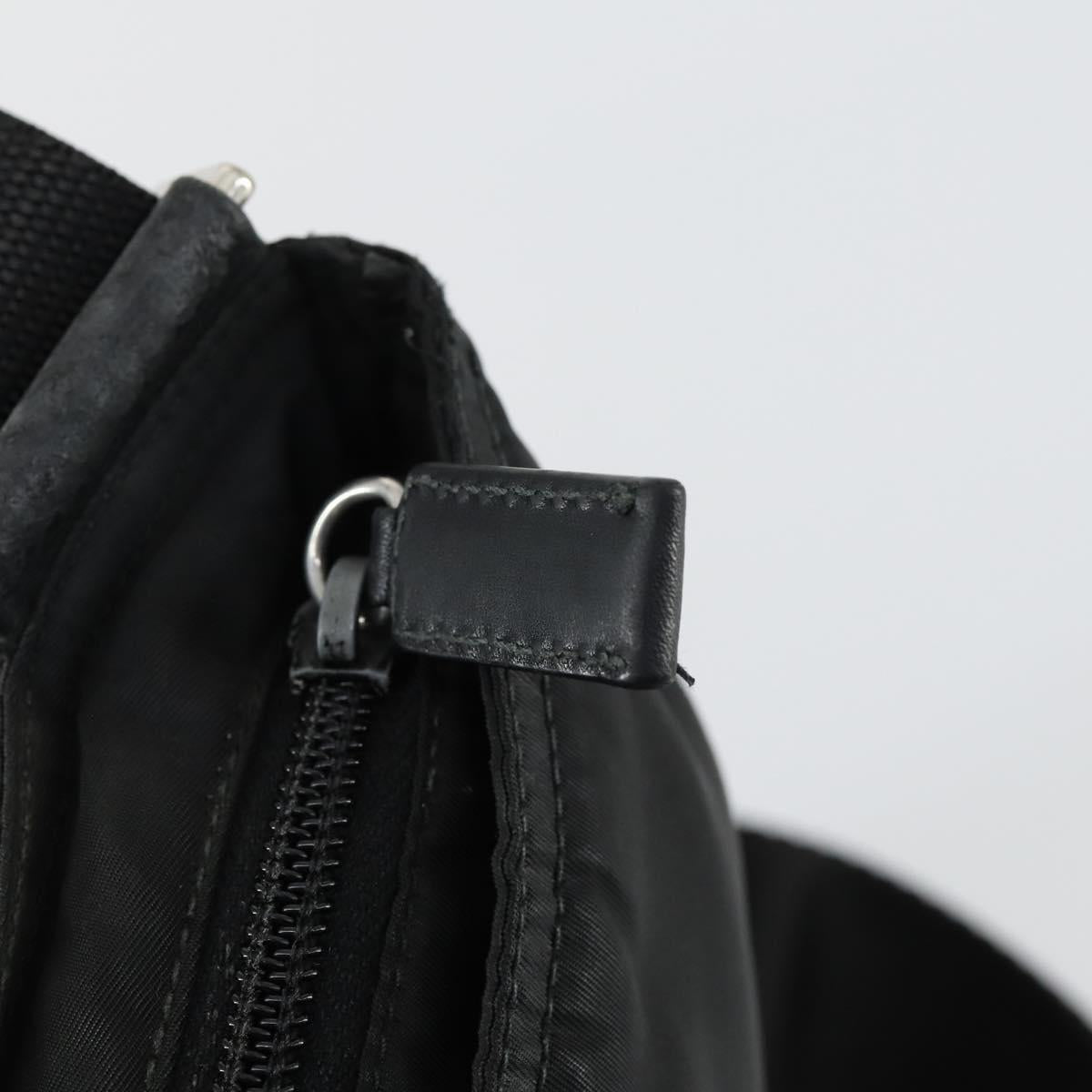 PRADA Shoulder Bag Nylon Black Silver Auth 161687