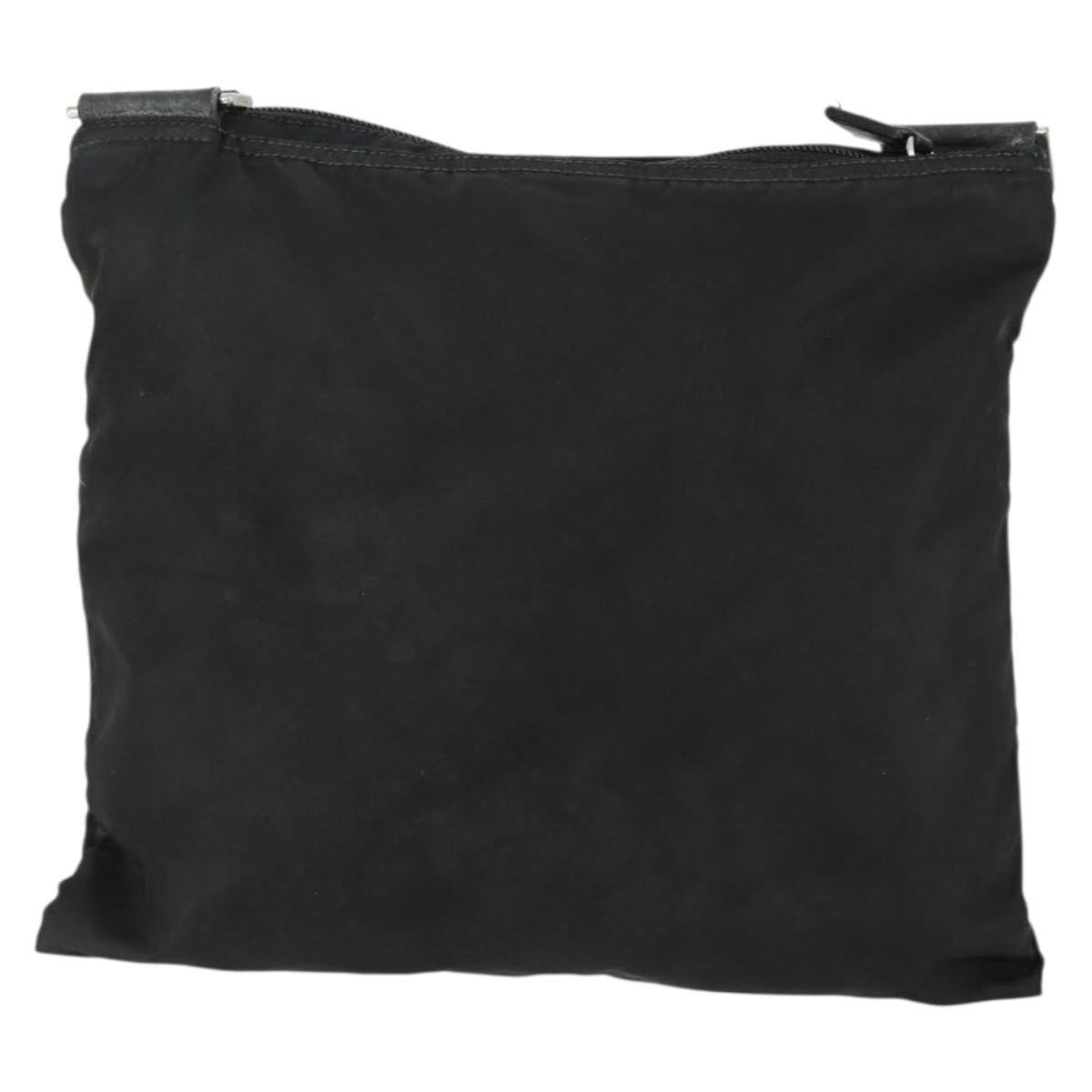 PRADA Shoulder Bag Nylon Black Silver Auth 161687