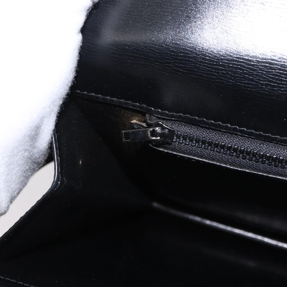 GUCCI Shoulder Bag Leather Black Gold Auth 161688