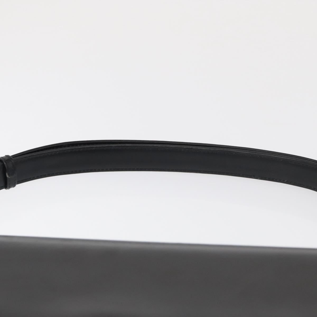 GUCCI Shoulder Bag Leather Black Gold Auth 161688