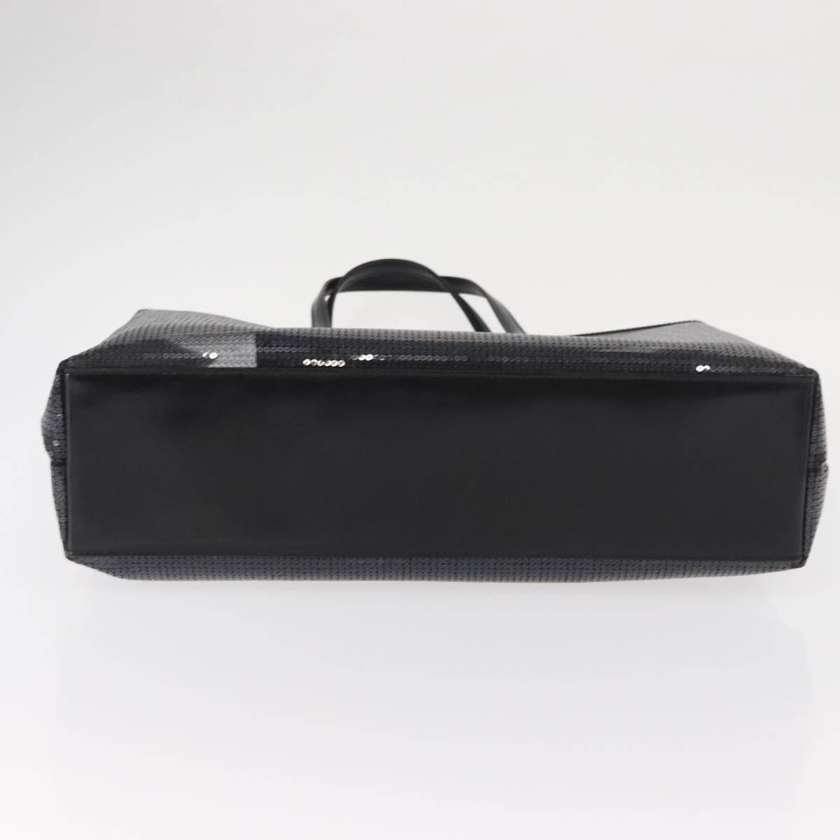 PRADA Hand Bag Sequin Black Auth 161690