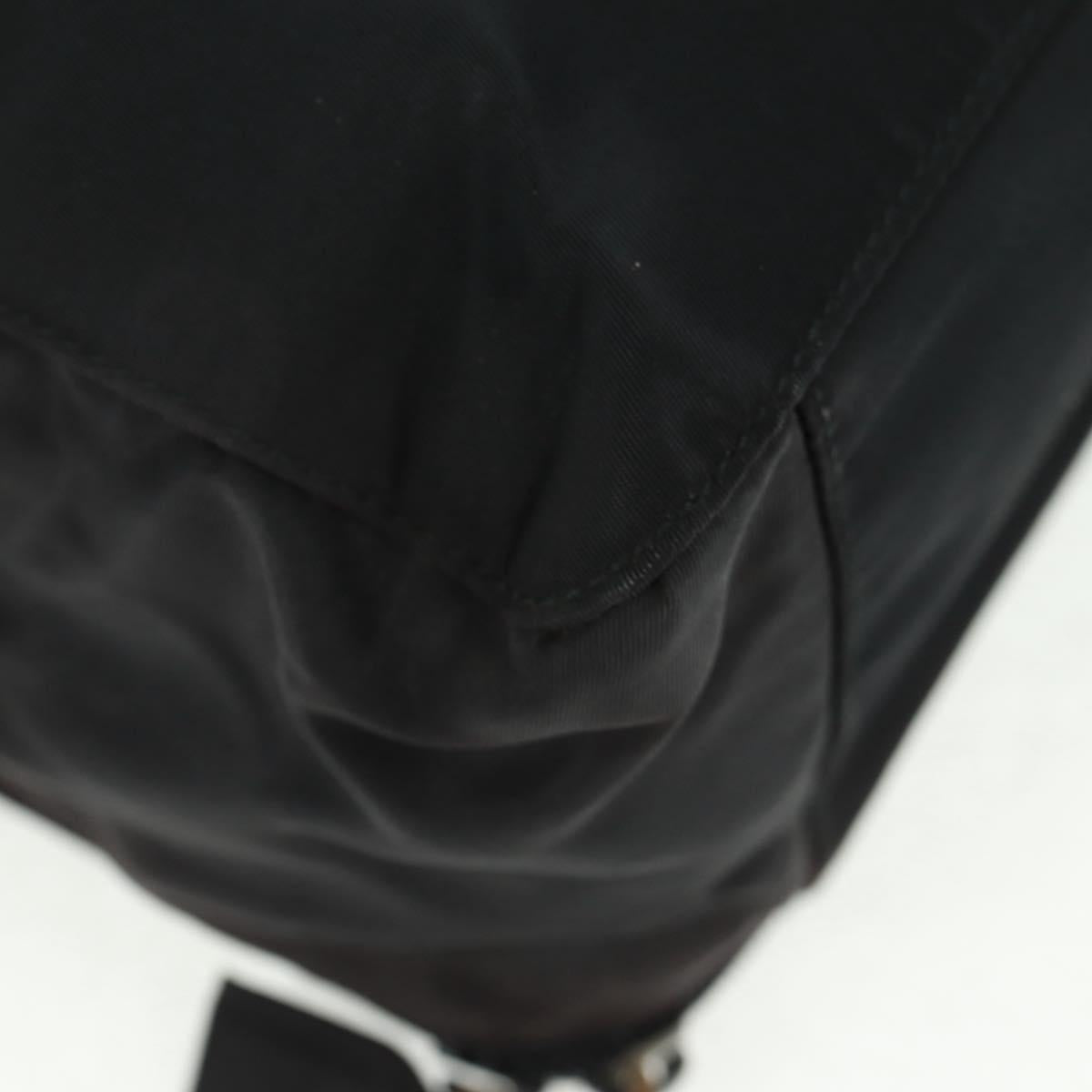 PRADA Hand Bag Nylon Black Silver Auth 161692