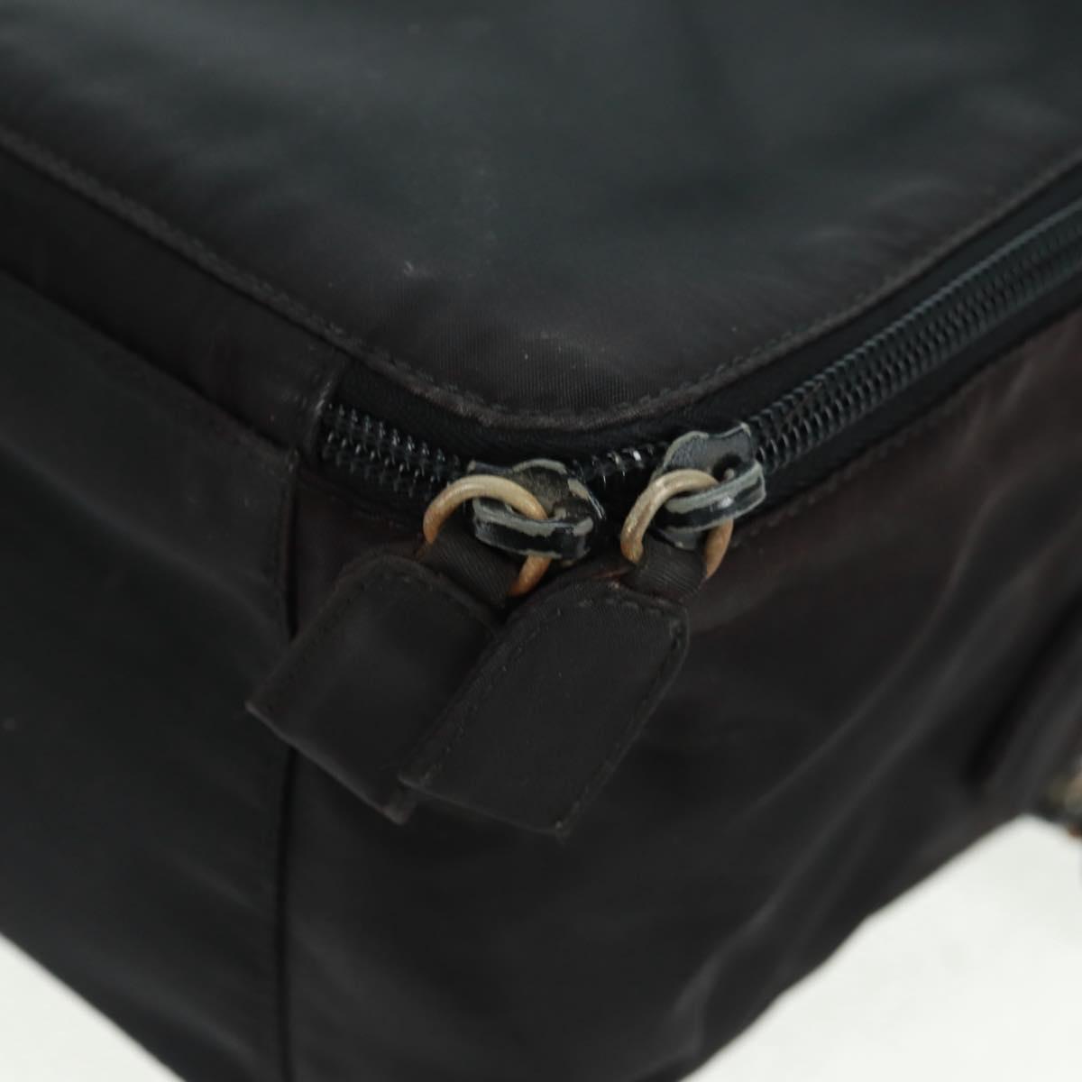 PRADA Hand Bag Nylon Black Silver Auth 161692