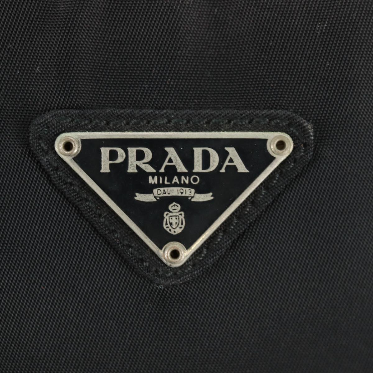 PRADA Hand Bag Nylon Black Silver Auth 161692