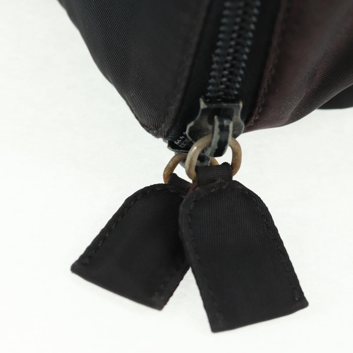 PRADA Hand Bag Nylon Black Silver Auth 161692