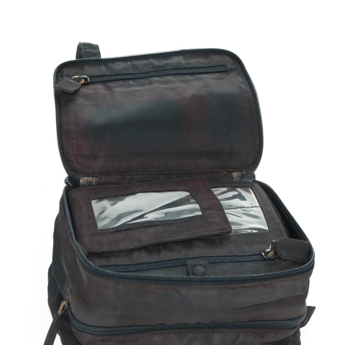 PRADA Hand Bag Nylon Black Silver Auth 161692