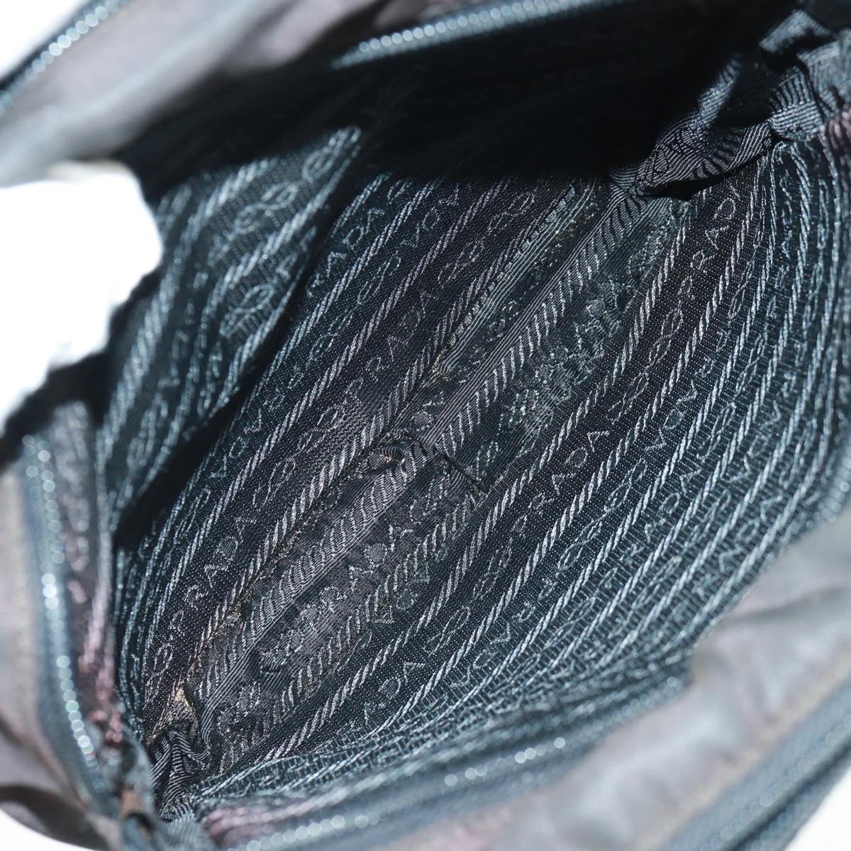 PRADA Hand Bag Nylon Black Silver Auth 161692