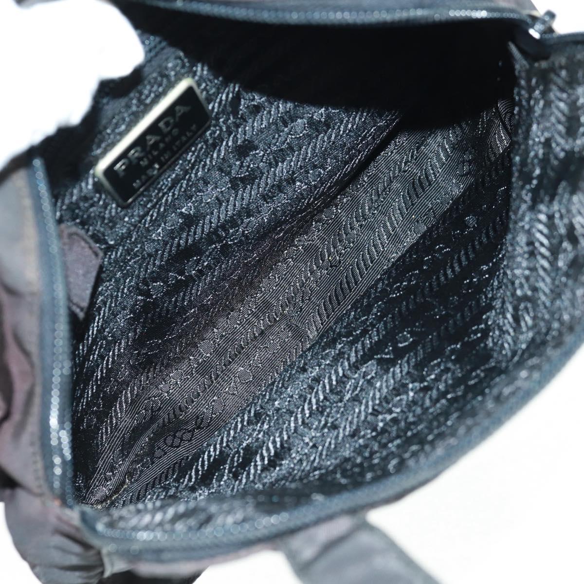 PRADA Hand Bag Nylon Black Silver Auth 161692