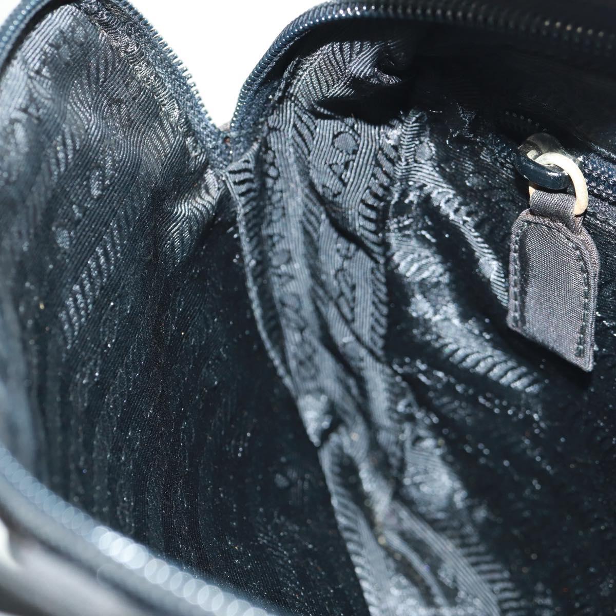 PRADA Hand Bag Nylon Black Silver Auth 161692