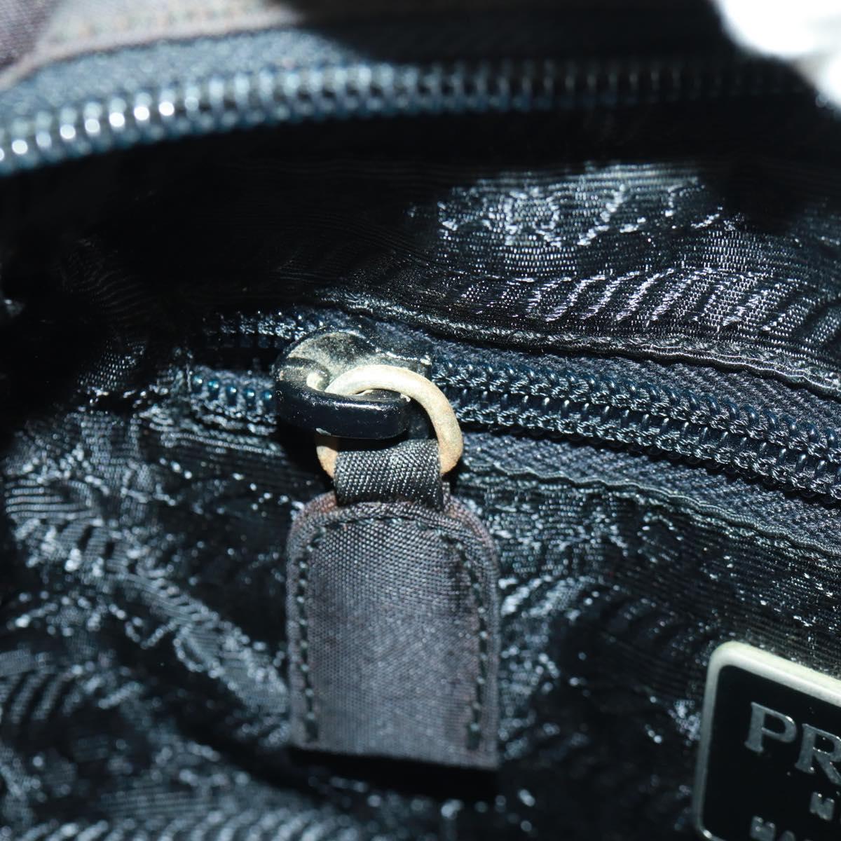 PRADA Hand Bag Nylon Black Silver Auth 161692