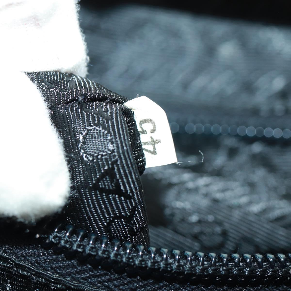 PRADA Hand Bag Nylon Black Silver Auth 161692