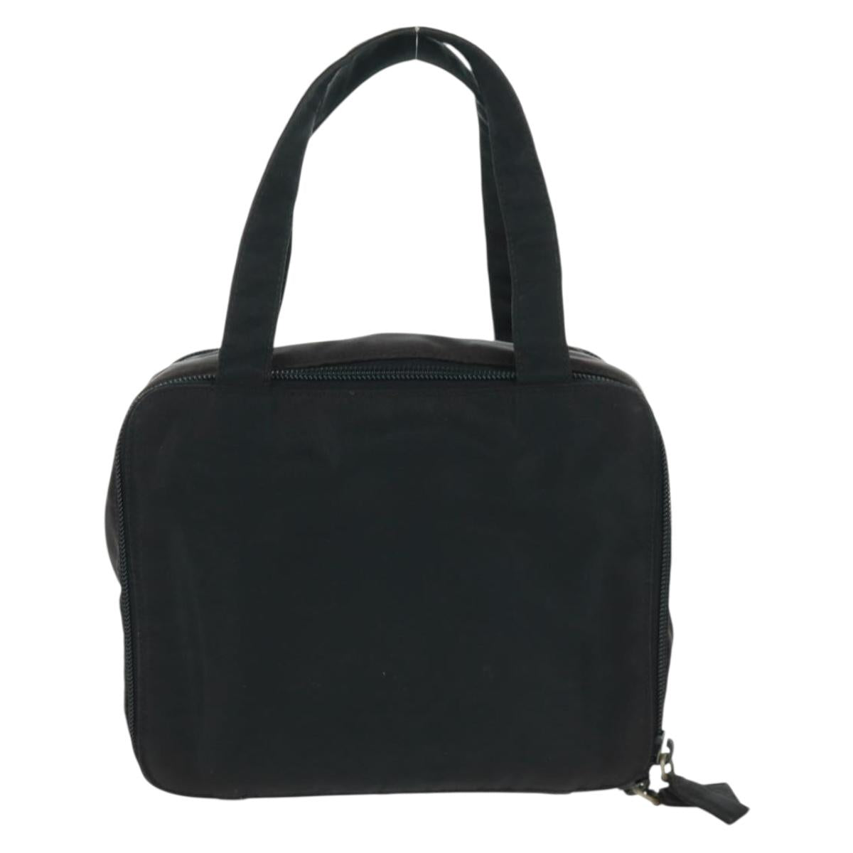 PRADA Hand Bag Nylon Black Silver Auth 161692