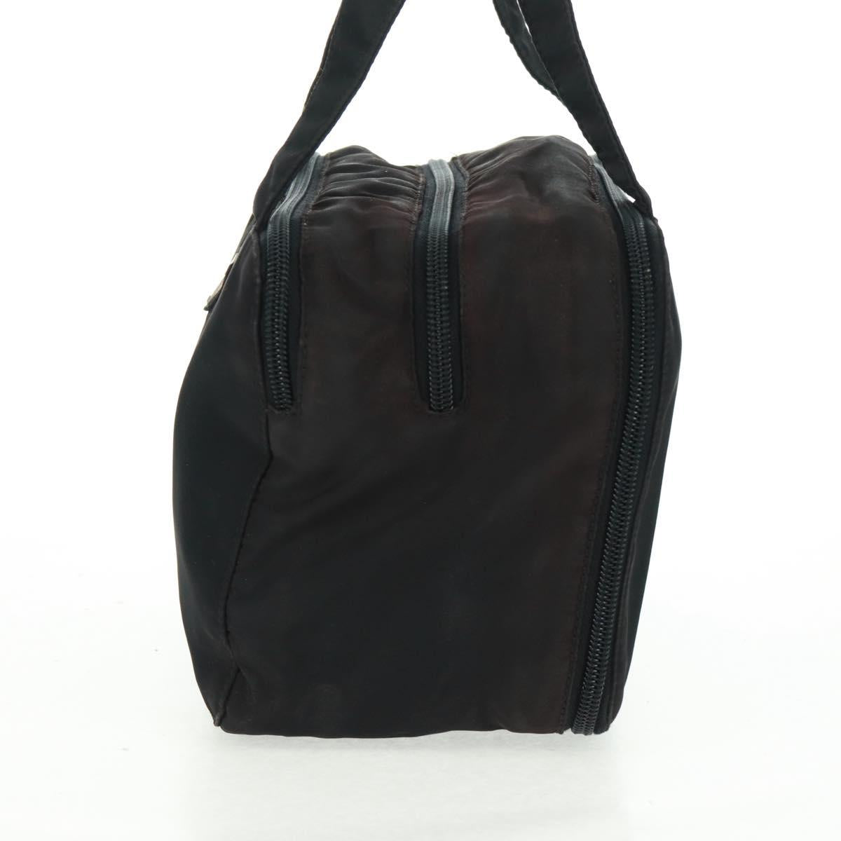 PRADA Hand Bag Nylon Black Silver Auth 161692