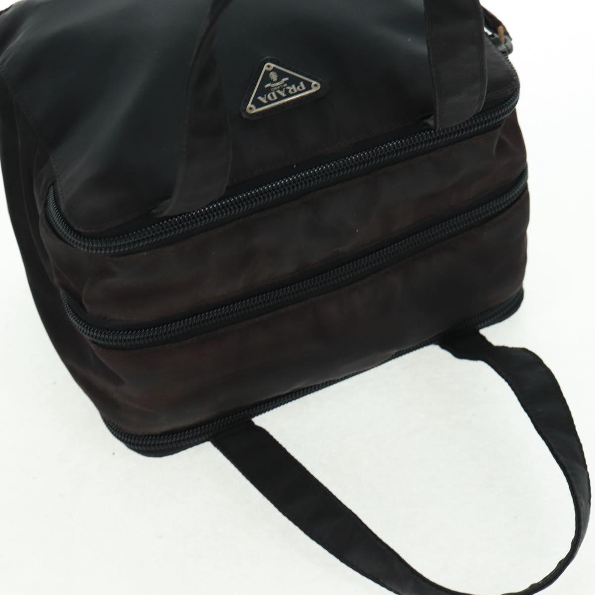 PRADA Hand Bag Nylon Black Silver Auth 161692