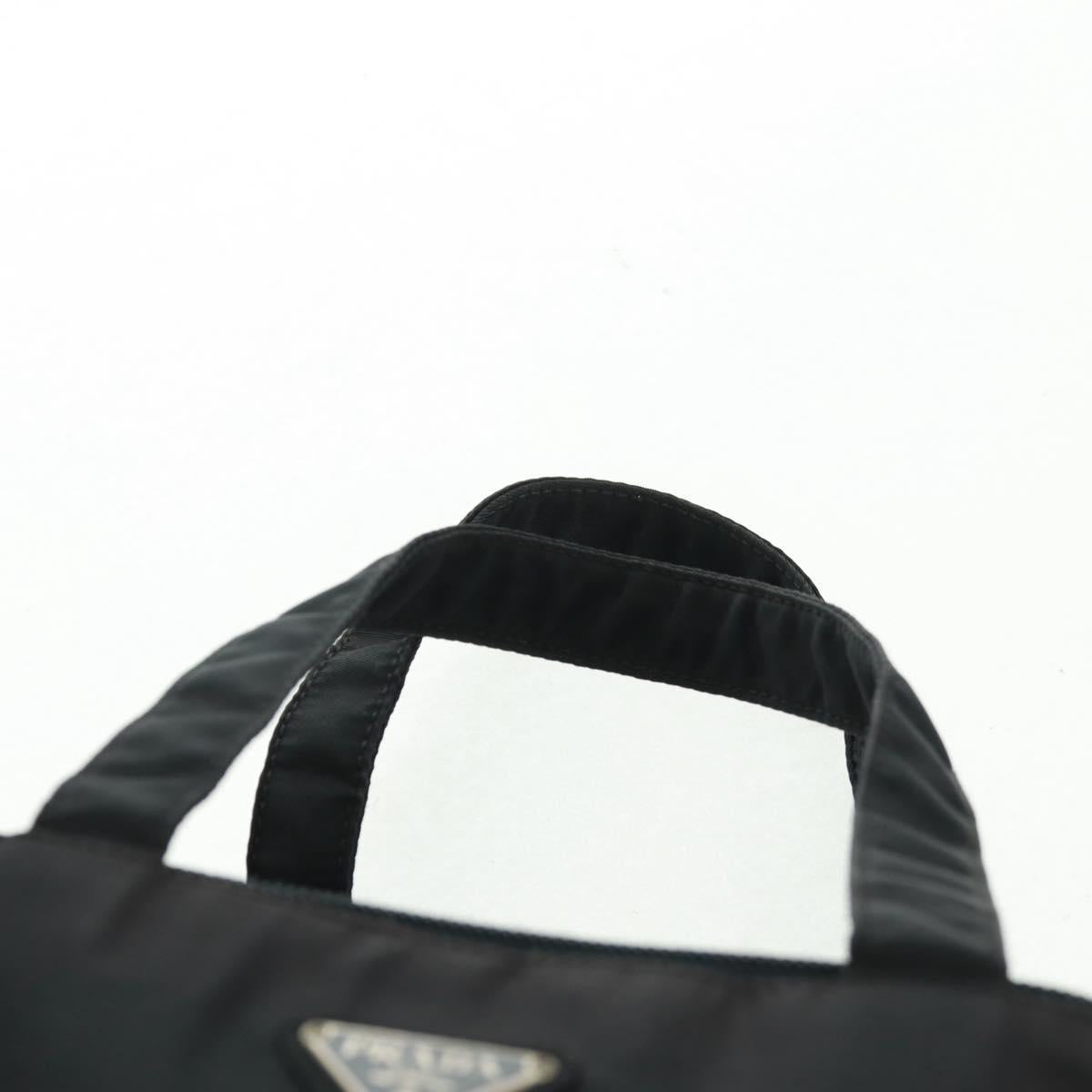 PRADA Hand Bag Nylon Black Silver Auth 161692