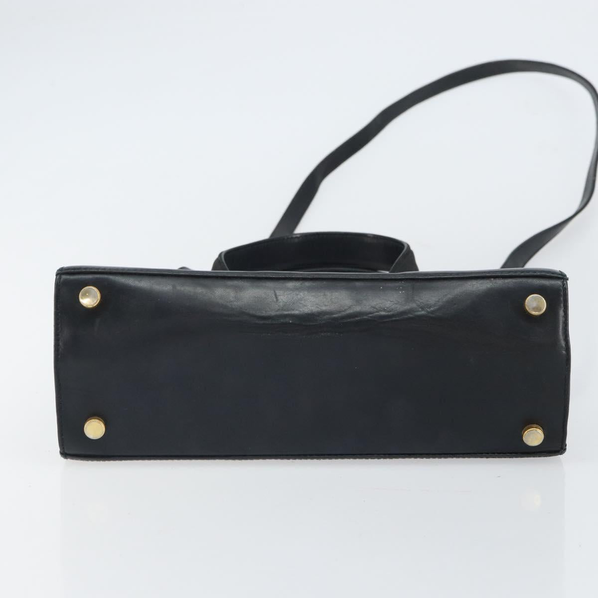 Salvatore Ferragamo Vala Hand Bag Leather 2way Black Gold Auth 161693