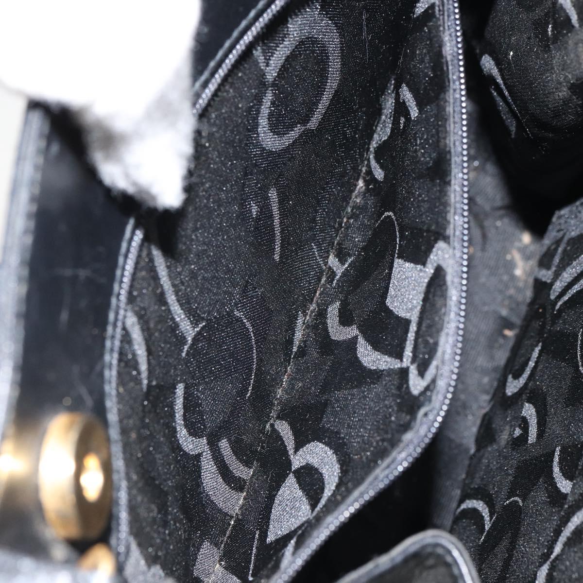 Salvatore Ferragamo Vala Hand Bag Leather 2way Black Gold Auth 161693