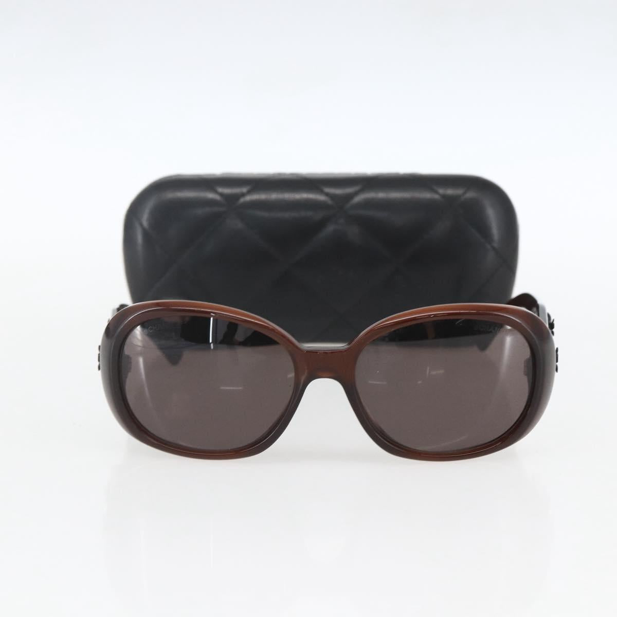CHANEL Camelia Sunglasses plastic Brown 5113-A CC Auth 161695