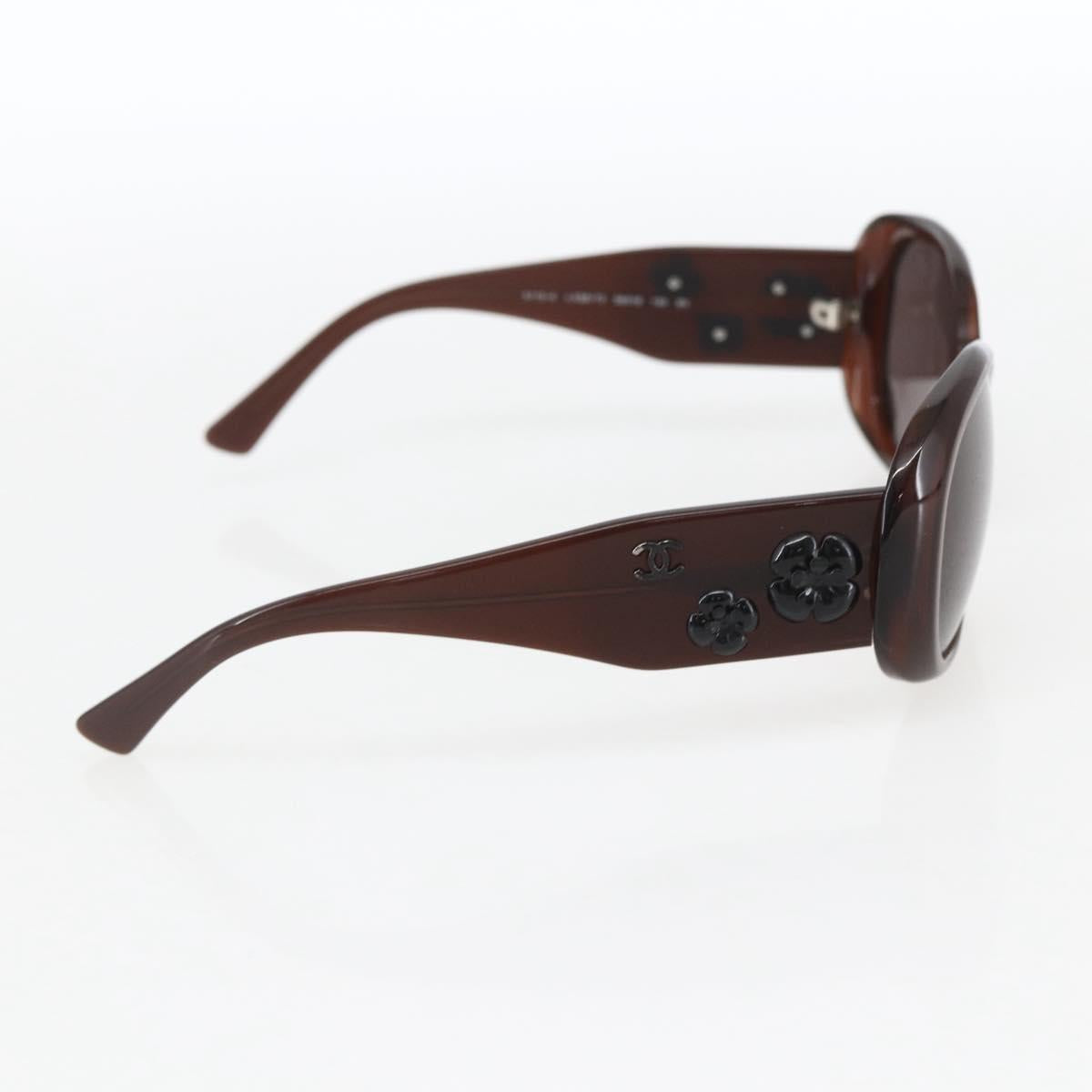 CHANEL Camelia Sunglasses plastic Brown 5113-A CC Auth 161695