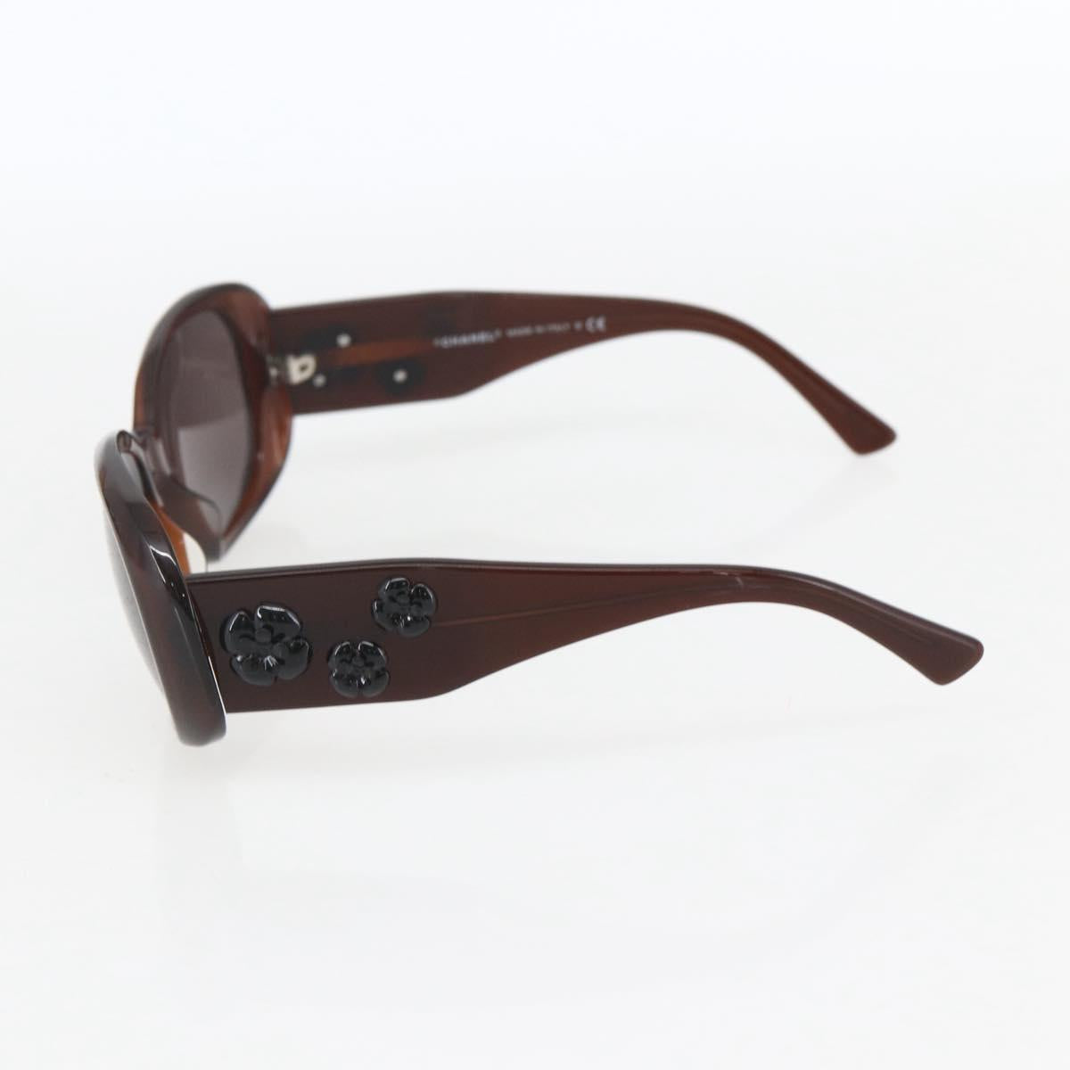 CHANEL Camelia Sunglasses plastic Brown 5113-A CC Auth 161695