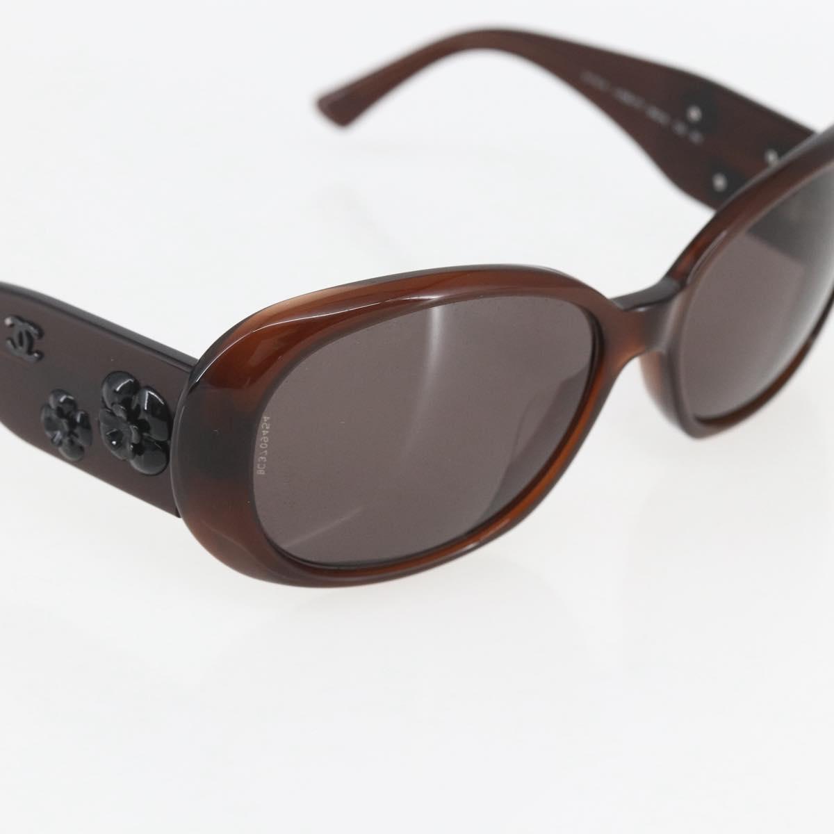 CHANEL Camelia Sunglasses plastic Brown 5113-A CC Auth 161695