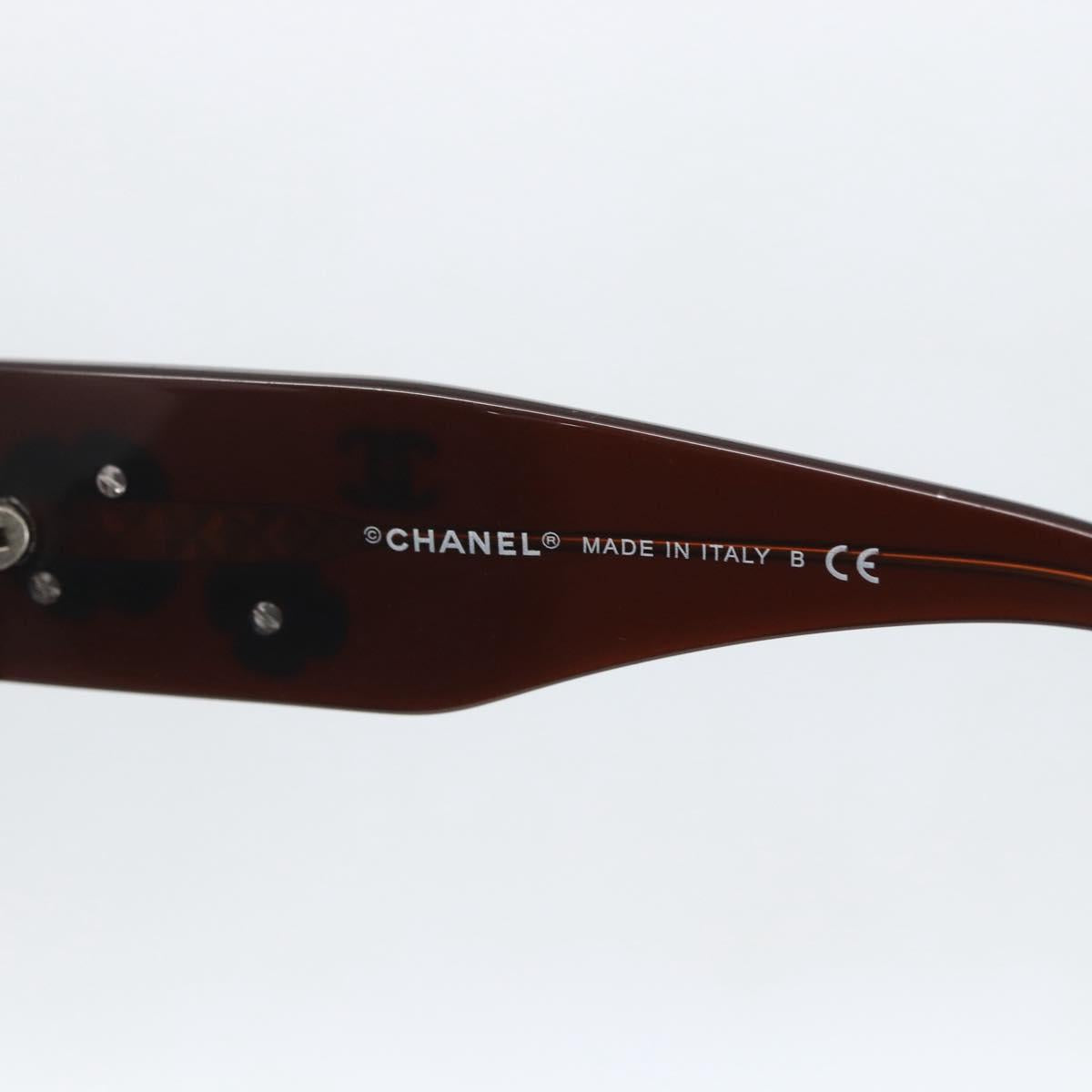 CHANEL Camelia Sunglasses plastic Brown 5113-A CC Auth 161695