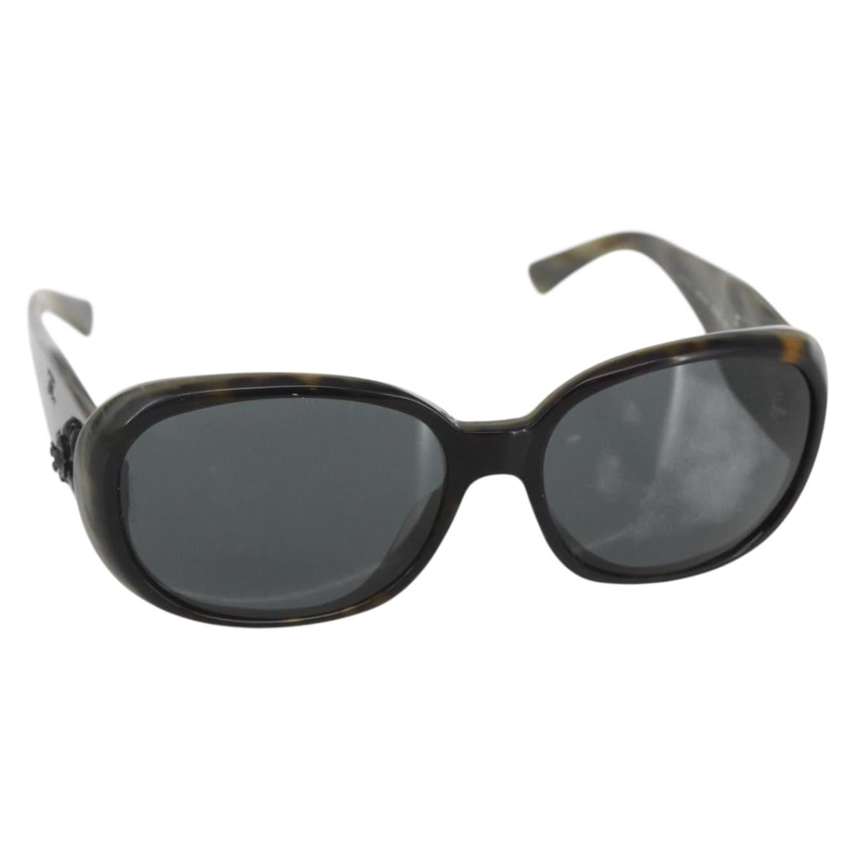 CHANEL Camelia Sunglasses plastic Gray 5113-A CC Auth 161696