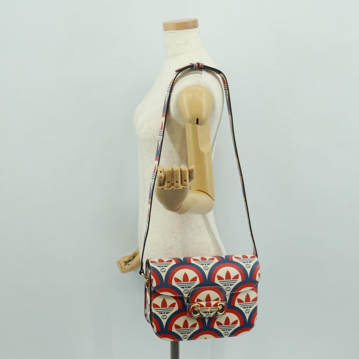 GUCCI Horsebit 1955 Shoulder Bag Leather Multicolor Gold 602204 Auth 161700SAM