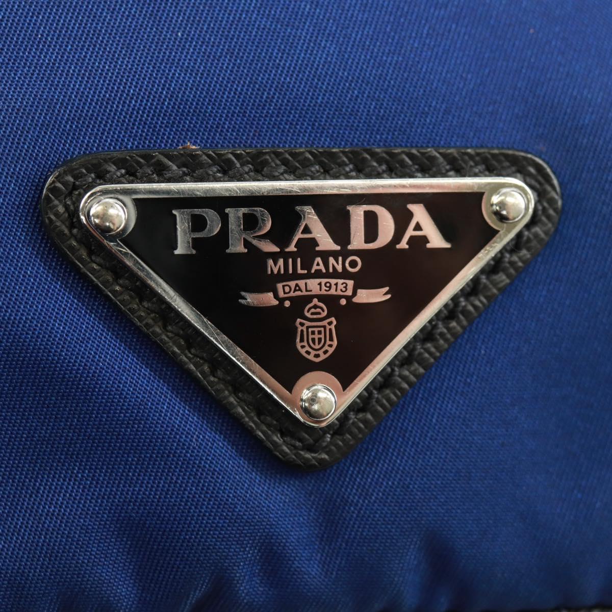 PRADA Shoulder Bag Nylon 2way Blue Silver Auth 161702M