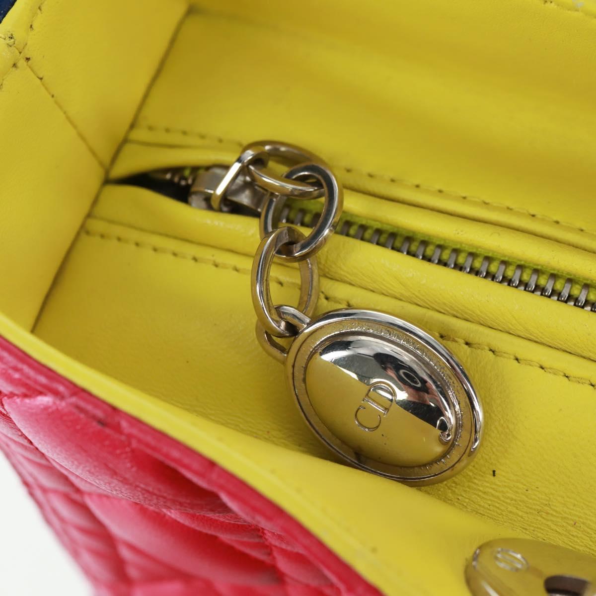 Christian Dior Lady Dior Canage Hand Bag Leather 2way Pink Silver Auth 161705M