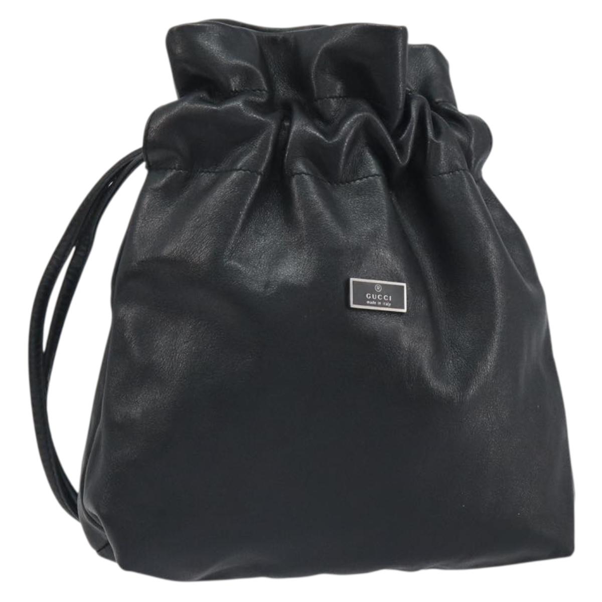 GUCCI Shoulder Bag Leather Black 001 3378 3754 Auth 161717