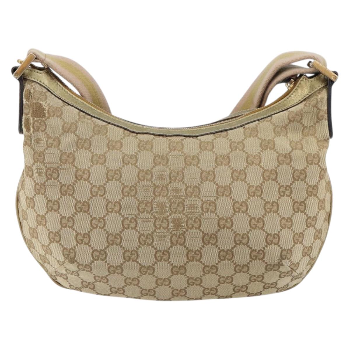 GUCCI GG Canvas Shoulder Bag Beige Gold 181092 Auth 161718
