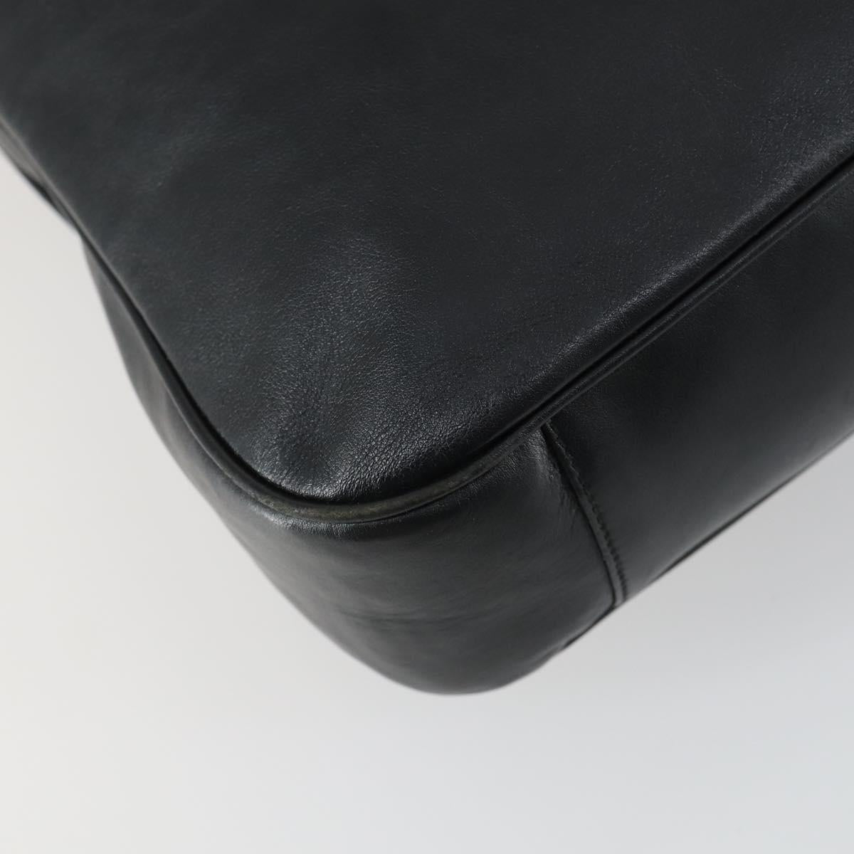 GUCCI Bamboo Hand Bag Leather 2way Black Gold 001 1705 1638 Auth 161722