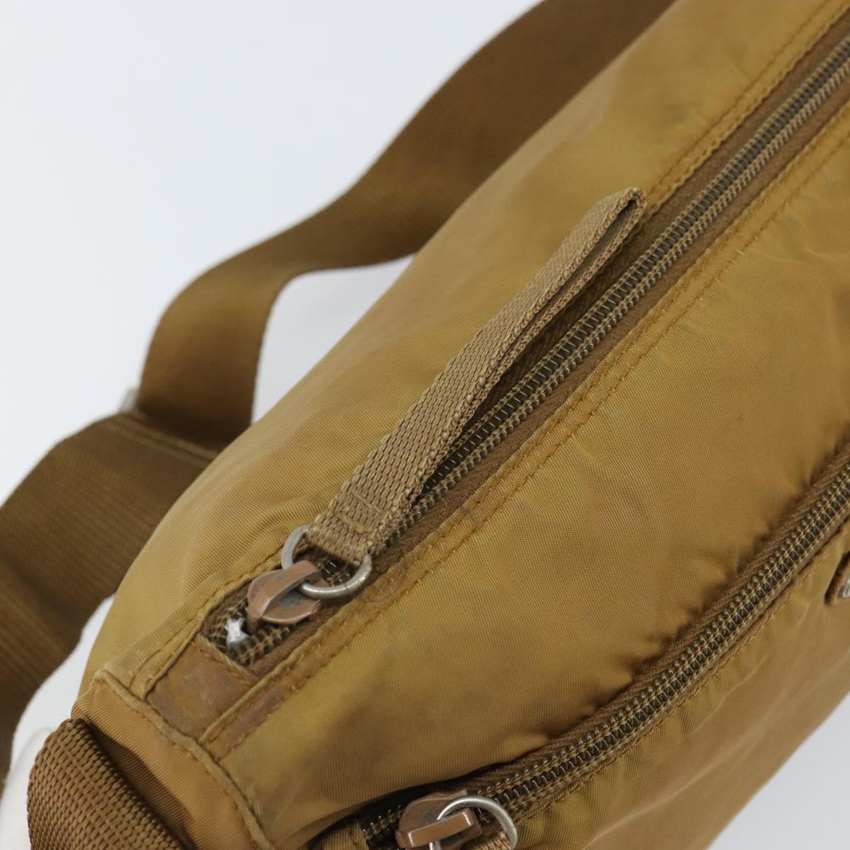 PRADA Shoulder Bag Nylon Beige Silver Auth 161725