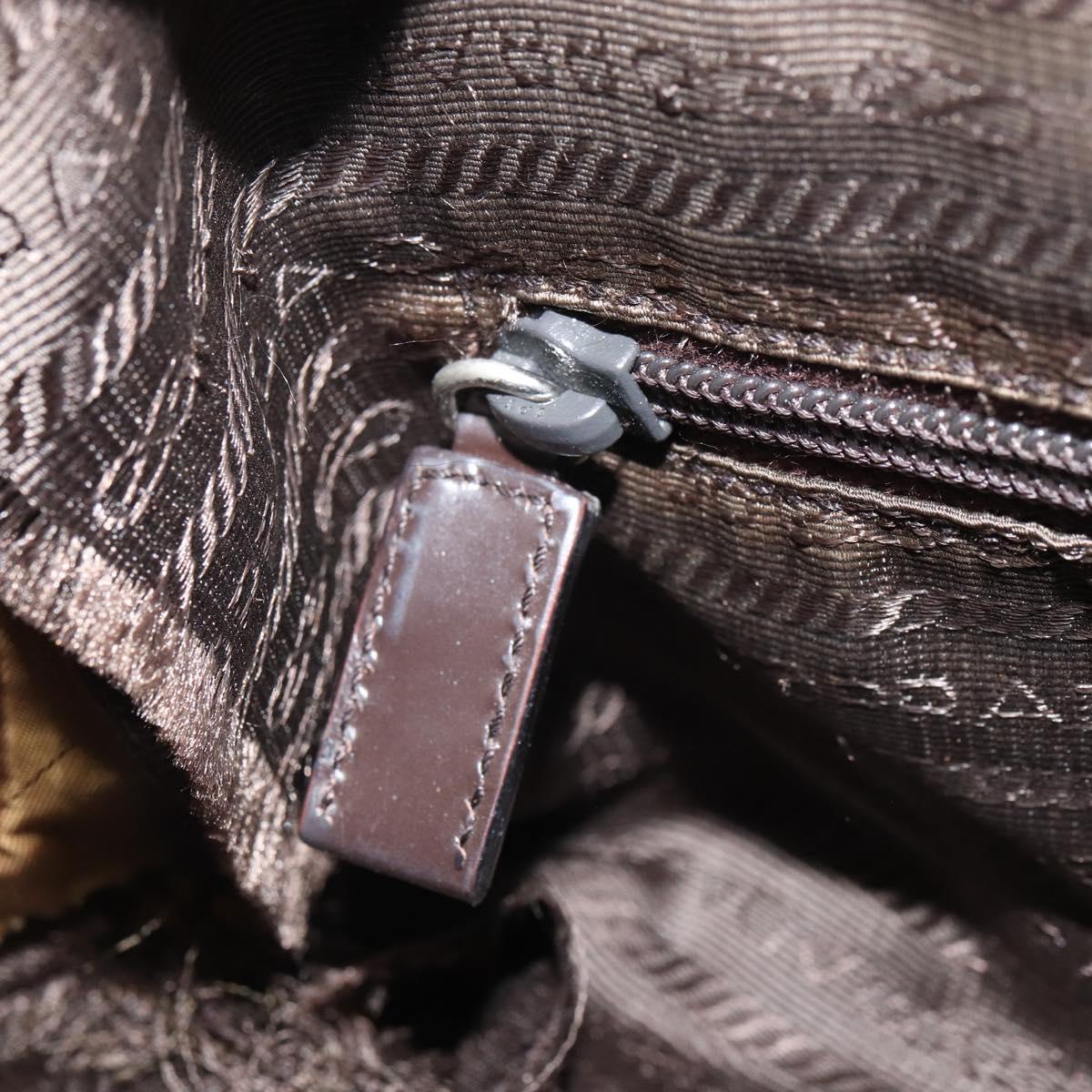 PRADA Shoulder Bag Nylon Beige Silver Auth 161725