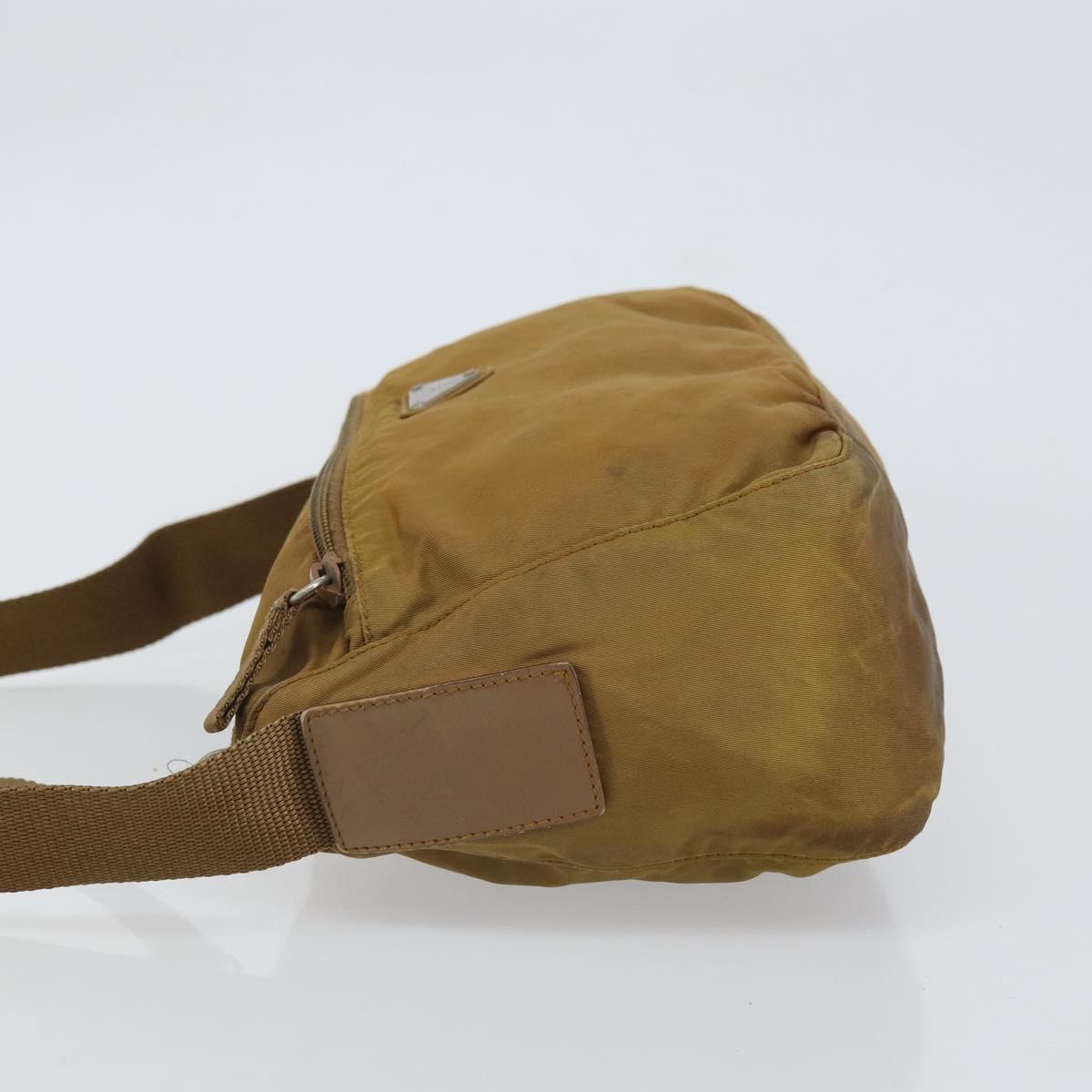 PRADA Shoulder Bag Nylon Beige Silver Auth 161725